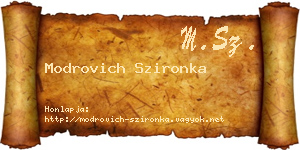 Modrovich Szironka névjegykártya
